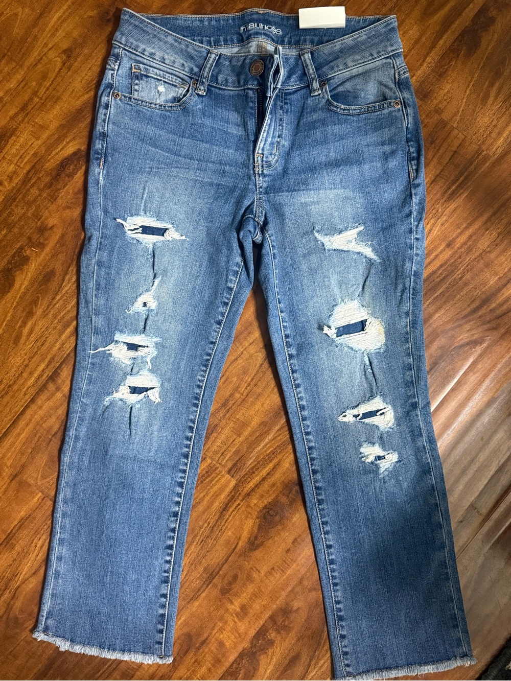 Maurices Distressed Cropped Ankle Jeans - Medium Blue